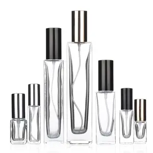 Botol Semprot Parfum Kaca Bening Tipe Persegi, 5Ml-100Ml Pompa Atomizer Kabut Halus Botol Parfum