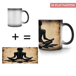 Frosted Black <b>Ceramic</b> <b>Mug</b> 11oz Heat Activated Yoga Design Cup - Product Image 4