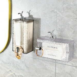 Boîte à mouchoirs murale avec poignée en forme de lapin, rangement en acrylique transparent pour salle de bain, chambre à coucher, salon, usage décoratif - Product Image 1