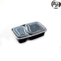Boîte jetable compatible micro-ondes, style américain, à double compartiment, carrée, pour aliments