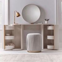 Ensemble de commode de chambre à coucher en bois massif haut de gamme table de commode de maquillage avec miroir luxe moderne