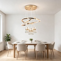 Lustre moderne luxueux en acrylique, design créatif en forme d'anneau, type suspendu, lampe de table pour salon et salle à manger, design simple, élégant et unique