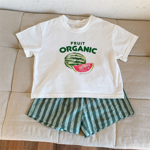 2025 tenues assorties pour frères et sœurs frère soeur été pastèque tenues assorties frère chemises jumelles - Product Image 4
