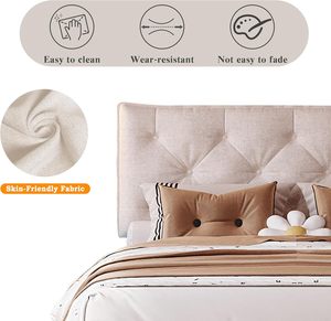 Moderno sistema di stoccaggio idraulico e luce a grandezza naturale imbottito con bottone Beige con <span class=keywords><strong>testiera</strong></span> con Design a ciuffo - Product Image 6