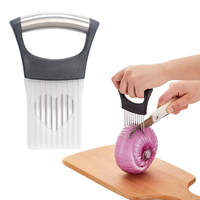 Gadgets de cuisine portable en acier inoxydable 304 coupe-oignon porte-trancheuse pour trancher