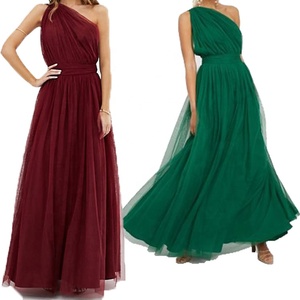 Elegante una spalla a pieghe maxi tulle cina abiti da sposa da sposa - Product Image 2