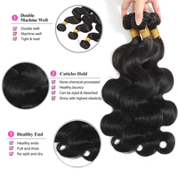 Extensions Micro-Link en Cheveux Humains Vierges Indiens Bruts, Qualité 10A, Super Double Drawn, Ondulation Body Wave, Tissage Double Trame Faite à la Machine, Vente en Gros à Prix Abordable