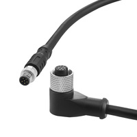 Câble de caméra Alvin's Cables pour utilisation avec caméra, connecteurs M12 A-Code 12 broches femelle et M8 6 broches mâle à angle droit