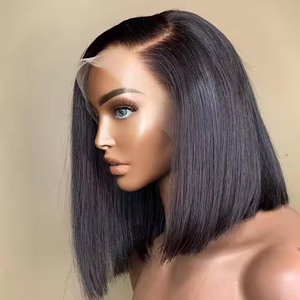 Peluca Bob Barata con Frente de Encaje 13X4, Corte Recto, 100% Cabello Humano <span class=keywords><strong>Natural</strong></span>, Extensiones y <span class=keywords><strong>Pelucas</strong></span> Bob, Peluca de Cabello Brasileño Virgen para Mujer - Product Image 2