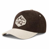 Casquettes de baseball brodées avec logo VQ, marron crème, en pur coton, sans couture, front structuré, réglables, certifiées CE, vente en gros