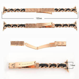 Nouveau design <span class=keywords><strong>Bracelet</strong></span> pour femme Chaîne unique en métal <span class=keywords><strong>Bracelet</strong></span> en cuir Boucle en acier inoxydable <span class=keywords><strong>Bracelet</strong></span> pour femme en résine pour <span class=keywords><strong>Apple</strong></span> <span class=keywords><strong>Watch</strong></span> - Product Image 2