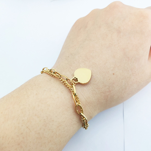 Pulsera De Oro De 14k con forma De corazón para mujer, Cadena De Acero Inoxidable, brazaletes con forma De corazón - Product Image 6
