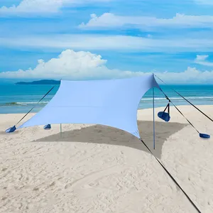 工厂价格遮阳棚弹出式沙滩帐篷沙滩遮阳棚，带沙袋锚和钉子UPF 50 + 轻型沙滩遮阳棚