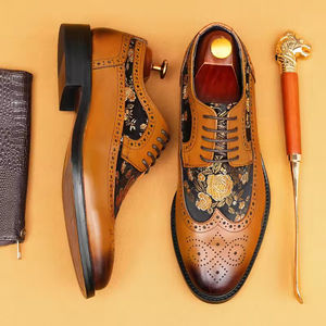 Chaussures de mariage pour homme en cuir véritable luxueuses, imperméables, légères, respirantes, formelles, confortables, décontractées, rétro, habillées - Product Image 1