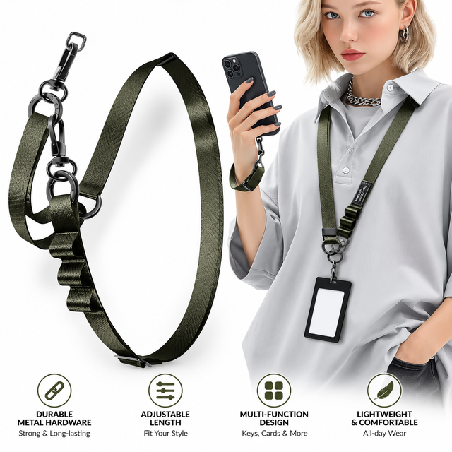 2-In-1 Crossbody Cell Phone Lanyard Phone Leash Wrist Strap Built-in Keychain Phone Tether | Anti-Drop Anti-Theft Nylon