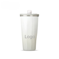 Gobelet isotherme portable en acier inoxydable avec paille escamotable pour café glacé Americano, idéal pour l'extérieur