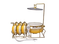 Ensemble de soupières en céramique blanche à bord doré de luxe, avec 6 bols et 6 cuillères pour dîner en famille