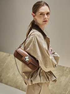 2026 New Women's Genuine Leather Underarm Shoulder <b>Bag</b> <b>Small</b> Fashion Crossbody with Chains Lightweight Adjustable Strap - Product Image 3