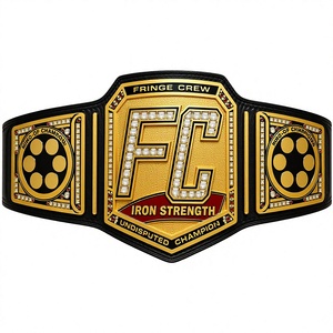 Ceinture de championnat Aero FC Fringe Crew plaquée or, décorée de strass, avec boucle à plaque robuste et impression de lettres - Product Image 3