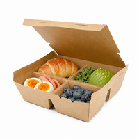 Boîte en papier kraft avec compartiments, conteneur alimentaire, boîte à sauce, poulet frit, restauration rapide, boîte à emporter multifonctionnelle, boîte en papier séparée