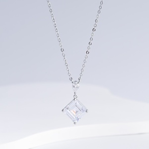 wholesale plata 925 sterling silver Geometric zirconia <b>necklace</b> Everyday Wear korean cz unique women fashion pendant <b>necklaces</b> - Product Image 2