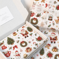 Papier de soie personnalisé avec logo, Noël, Père Noël, bonhomme de neige, 22 g/m², papier de soie imprimé personnalisé pour emballage cadeau