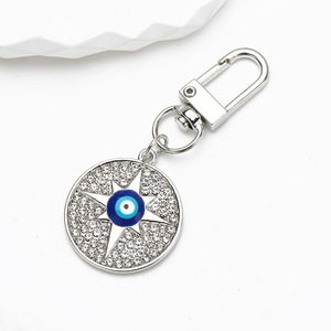 Portachiavi Vintage con Strass, Amuleto di Protezione Occhio di Allah e Mano di Hamsa in Cristallo per Chiavi, Borse e Zaini, Decorazione da Appendere - Product Image 4