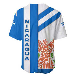 Maillot de baseball culturel du Nicaragua avec rayures bleues et blanches et motif indigène imprimé par sublimation – Haut pour homme Nicaragua - Product Image 4