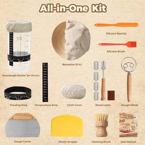 Kit de démarrage <span class=keywords><strong>pour</strong></span> <span class=keywords><strong>levain</strong></span>, ensemble de paniers de levage ronds de 9 pouces, fournitures de boulangerie <span class=keywords><strong>pour</strong></span> <span class=keywords><strong>levain</strong></span>, outils <span class=keywords><strong>pour</strong></span> la fabrication de <span class=keywords><strong>pain</strong></span> au <span class=keywords><strong>levain</strong></span> - Product Image 2