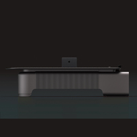 Ensemble de mobilier de bureau moderne noir en forme de L, bureau de direction, table de bureau en mélamine