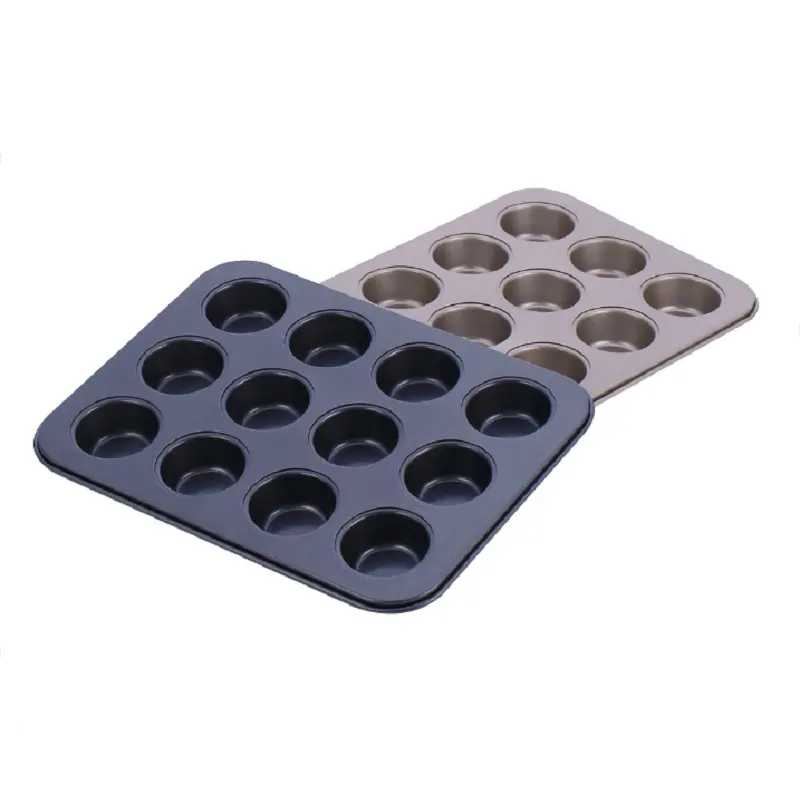 Carbon steel mini muffin baking pan & cupcake tray 12 cup nonstick cake mold