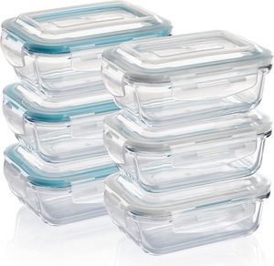 6 pièces (lot de 3) – Contenants en verre pour préparation de repas avec couvercles ventilés, hermétiques, grands récipients de stockage alimentaire en verre, idéaux pour offrir - Product Image 1