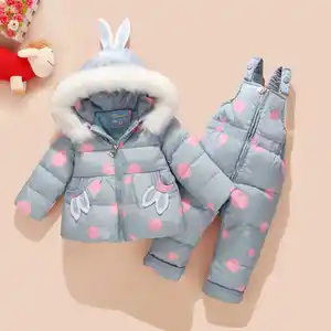 Rus kış çocuklar Suit bebek kız ördek aşağı ceket ve pantolon 2 adet sıcak giyim seti termal çocuk giysileri kar giyim çocuklar için