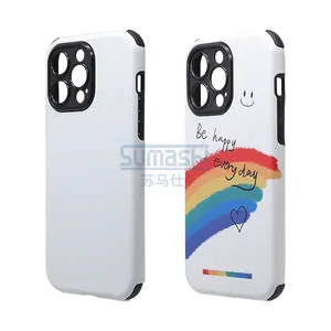 Casing ponsel sublimasi 3D 2 in 1, casing ponsel tekanan vakum sublimasi 3D kosong dilapisi 3D untuk iPhone 14