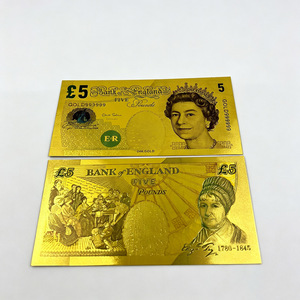 Billete de Banco Británico en Lámina de Oro GBP, 5, 10, 20, 50, 100, 7 Variantes, Colección Conmemorativa, Recuerdo, Regalo de Viaje - Product Image 2