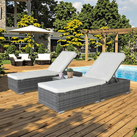 Set Meja dan Kursi Patio Modern Joyeleisure Hitam 3 Buah dari Rotan Metal dengan Bantal untuk Balkon/Taman