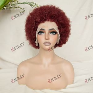 Perruque KEMY HAIR 99J Afro Kinky Curly Brésilienne 100% <span class=keywords><strong>Cheveux</strong></span> Humains Vierges <span class=keywords><strong>Courte</strong></span> <span class=keywords><strong>pour</strong></span> <span class=keywords><strong>Coupe</strong></span> Pixie Dentelle Transparente Noire <span class=keywords><strong>pour</strong></span> Femmes - Product Image 1