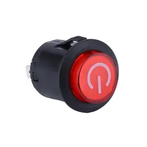 Alta Pulsante di Alimentazione LED Rosso Illuminato 3 pin Latch di Plastica 22 millimetri Push Button Switch