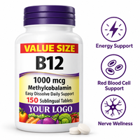 Comprimés sublinguaux de vitamine B12 méthylcobalamine sous marque privée – Compléments alimentaires quotidiens – Fournisseur d'usine OEM ODM – Vente en gros