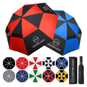 Parapluies coupe-vent pliables promotionnels personnalisés en gros Parapluie de luxe bon marché coupe-vent avec impression de logo - Product Image 1