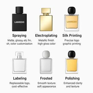 Flacon <span class=keywords><strong>de</strong></span> parfum vide personnalisé OEM avec logo arabe, gravure mate, bleu foncé, 30ml 50ml 100ml, fond épais, verre lourd, boîte d'emballage - Product Image 6