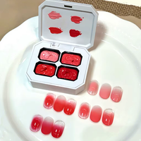 Nouveau Gel à Ongles Rouge Rose Estival Peint à Quatre Grilles, Teinture Haute Saturation Non Lavable, Nécessite une Lampe UV pour Sécher