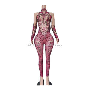 Petit diable discothèque Bar anneaux acrobatiques Performance Sexy diamant incrusté de luxe une pièce pantalon Costume de fête - Product Image 1