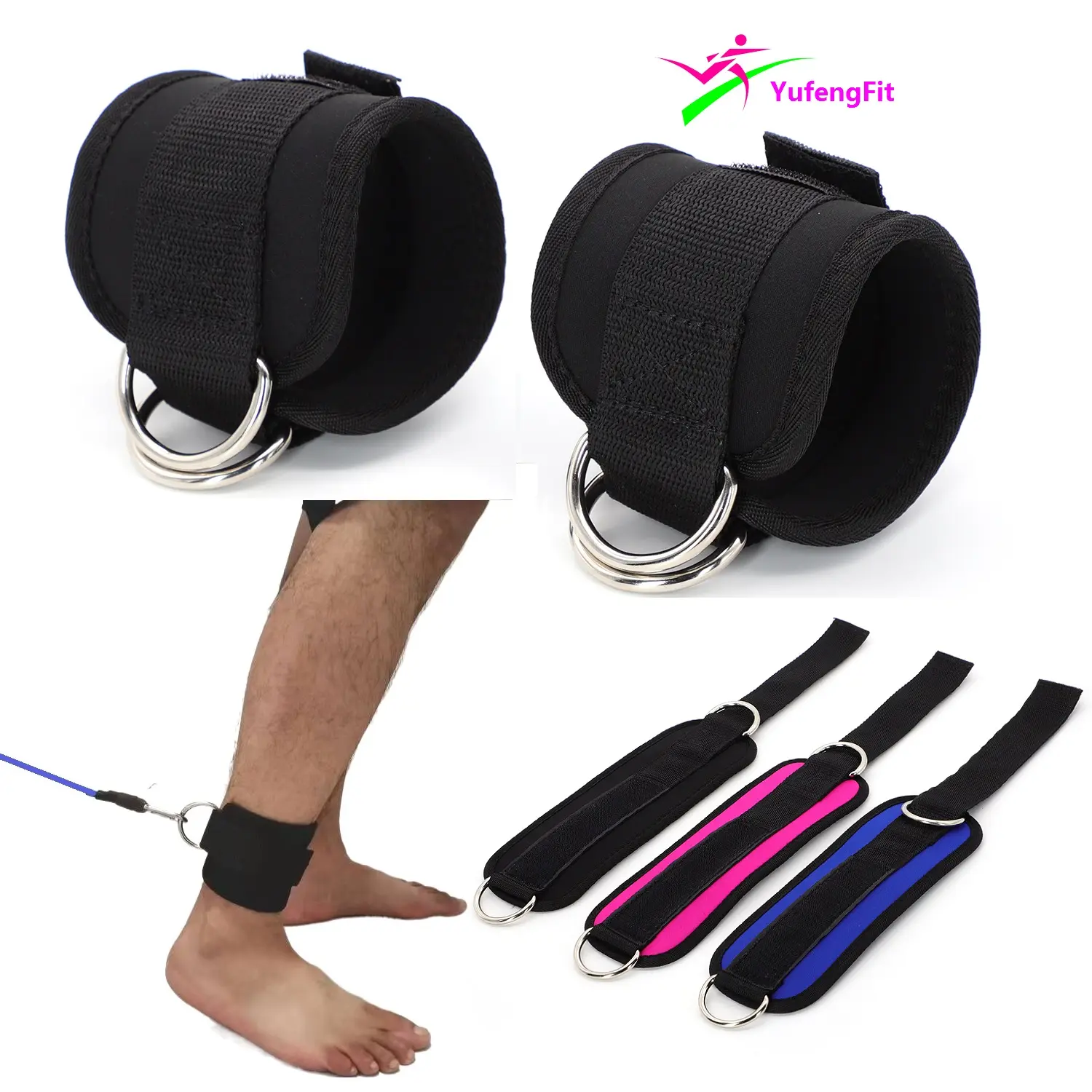 Cinturini alla caviglia per esercizi di fitness regolabili imbottiti in neoprene personalizzati per macchine via cavo