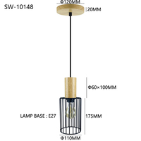 Lampe suspendue ronde en bois style Art déco contemporain, cage métallique, pour salle à manger, veranda, décoration intérieure, vente chaude