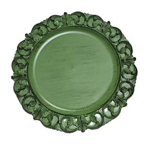 Grande Vente Assiettes de Présentation Lisses Réutilisables Blanches Transparentes de 33cm avec Motifs en Relief, en <span class=keywords><strong>Plastique</strong></span> pour Décoration de Table de Mariage et Fête - Product Image 5