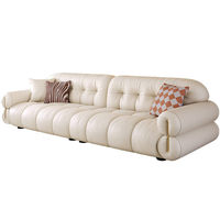 Canapé en cuir luxueux, ensemble de canapés modernes et simples pour salon, ensemble de canapés nuages crème de luxe léger de style français, mobilier