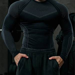 Nouveau T-shirt à manches longues imprimé pour homme, style américain, coupe ajustée, sportif, fitness, course à pied, entraînement, séchage rapide, respirant - Product Image 3