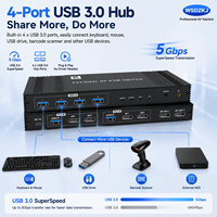 Conmutador KVM Hardrock 8K Dual de 4 Puertos USB 3.0 con Carcasa de Aleación de Aluminio para Dos Computadoras Compartiendo Teclado/Ratón