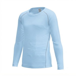 SASTRYX Men's White Long Sleeve O-Neck Quick Dry Sporty Thermal <b>Top</b> 100% Cotton Knitted Solid Color - Product Image 6